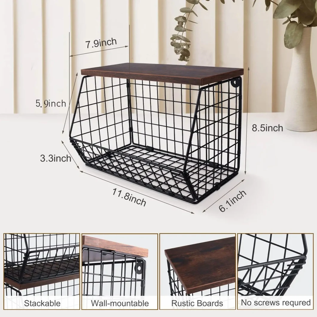 Nordic Style Metal Storage Basket Antique Black Fruits Tableware Nesting Rectangular Basket and Kitchenware Storage Wire Baskets