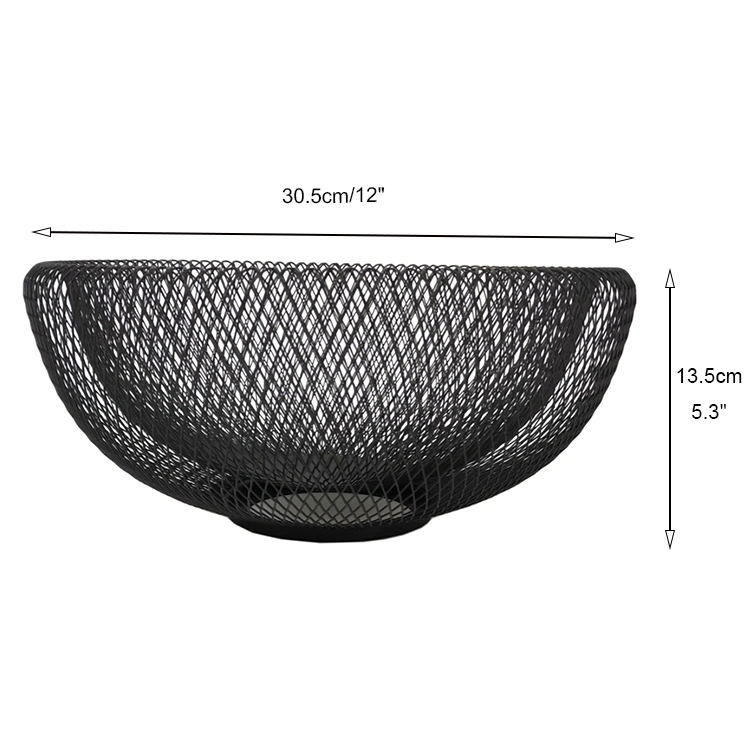 Countertop Mesh Fruit Bowl Basket Vegetable Holder Home Decor Steel Metal Storage Basket Round Wire Fruit Baskets for Kitchen