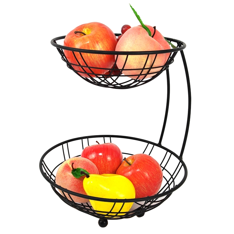 Creative Multifunctional Fruit Basket Stand Iron Metal Wire Fruit Basket 2 Tier Fruit Basket for Kitchen Counter