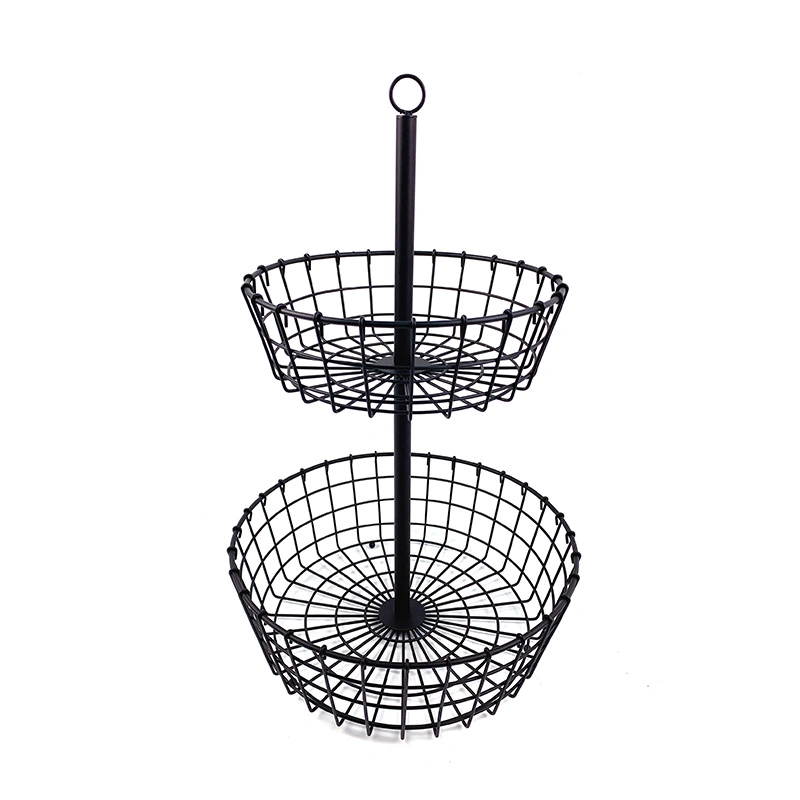 Food Container Kitchen Rack Holder 2 Tier Assembled Metal Fruit Basket