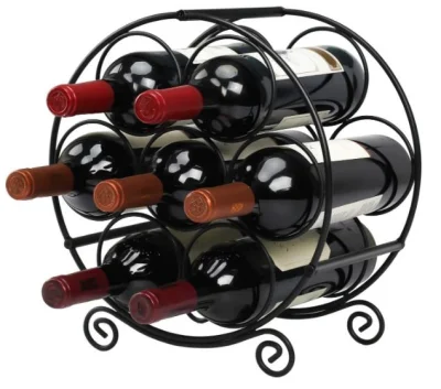 Balcão para vinhos, suporte para armazenamento de 7 garrafas de vinho, suporte para armazenamento de vinho independente de metal, suporte para garrafas de água - preto