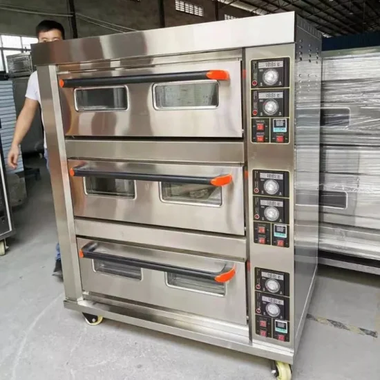 Forno a gás comercial 3 decks 6 bandejas máquina de pão pizzaria equipamento de panificação forno de cozimento