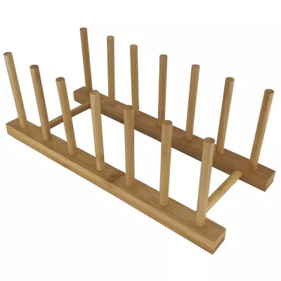 Organizador de tampas de panelas/tábuas de corte, escorredor de pratos de bambu, escorredor de garrafas